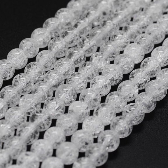 Natural Crackle Quartz Beads Strands Round 10mm Hole: 1mm 39pcs/strand 14.8~15 inch