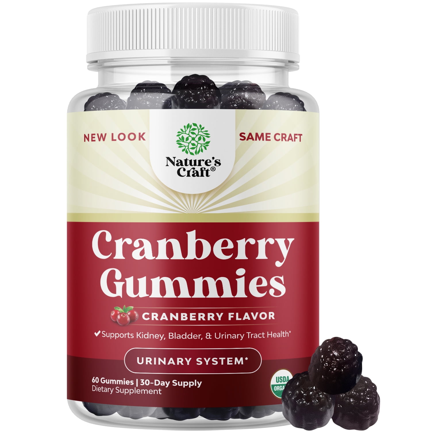 Natural Cranberry Gummies for Women and Men Extra Strength Delicious