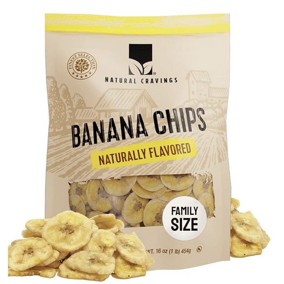 Natural Cravings Banana Chips Naturally Flavored Family Size 16 oz