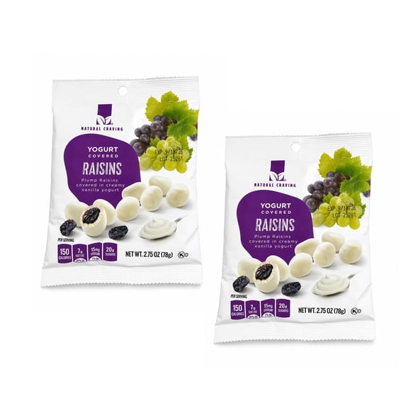 Natural Cravings Yogurt Covered Raisins, Vanilla, 2-Pack, 2.75oz