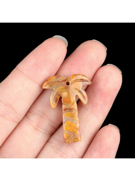Natural Crazy Agate Pendants Coconut Tree 28x18~22mm