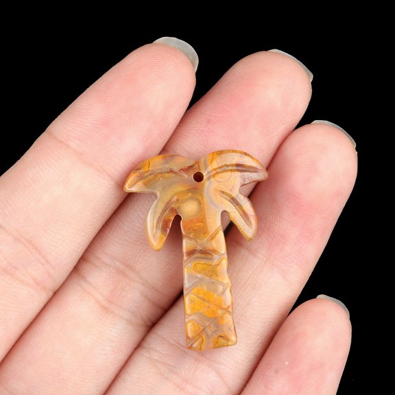 Natural Crazy Agate Pendants Coconut Tree 28x18~22mm