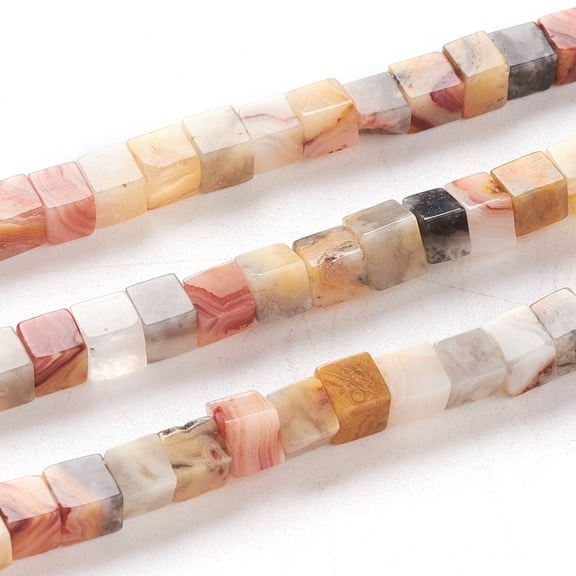 Natural Crazy Lace Agate Beads Strands Cube 4x4x4mm Hole: 0.7mm about 93pcs/Strand 15.75 inch(40cm)