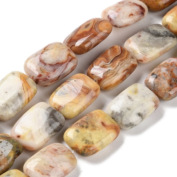 Natural Crazy Lace Agate Beads Strands Rectangle 14~15x10~11x5~5.5mm Hole: 1~1.2mm about 28pcs/strand 16.02 inch(40.7cm)