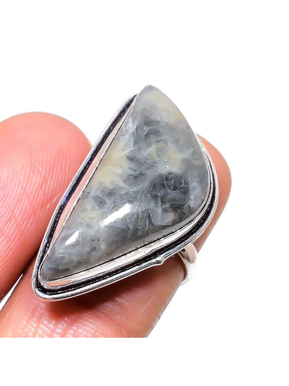Natural Crazy Lace Agate Gemstone 925 Sterling Silver Jewelry Ring Size 6
