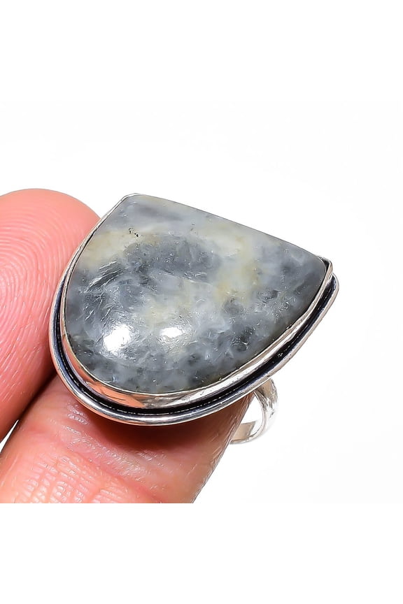 Natural Crazy Lace Agate Gemstone 925 Sterling Silver Jewelry Ring Size 9