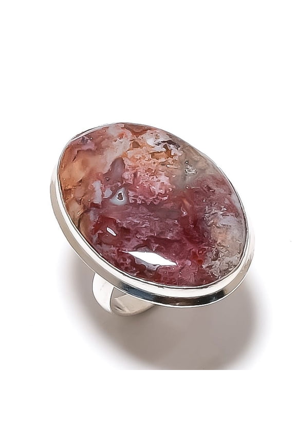 Natural Crazy Lace Agate Gemstone Handmade 925 Sterling Silver Ring S.6.5