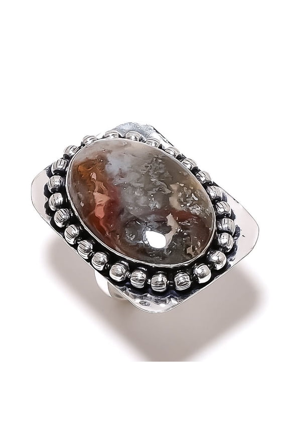 Natural Crazy Lace Agate Gemstone Handmade 925 Sterling Silver Ring Size 8