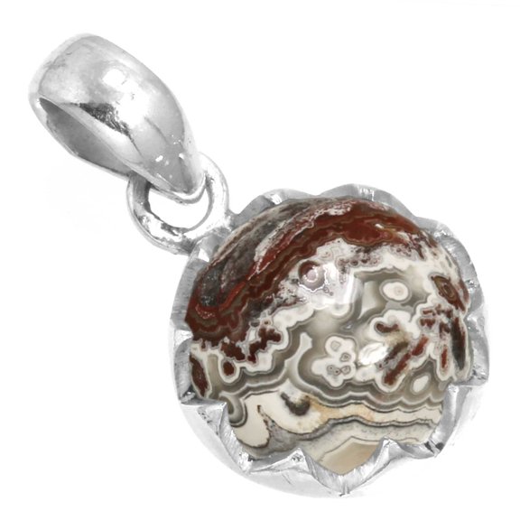 Natural Crazy Lace Agate Pendant 925 Sterling Silver Handmade Jewelry