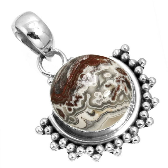 Natural Crazy Lace Agate Pendant 925 Sterling Silver Handmade Jewelry
