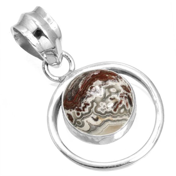Natural Crazy Lace Agate Pendant 925 Sterling Silver Handmade Jewelry