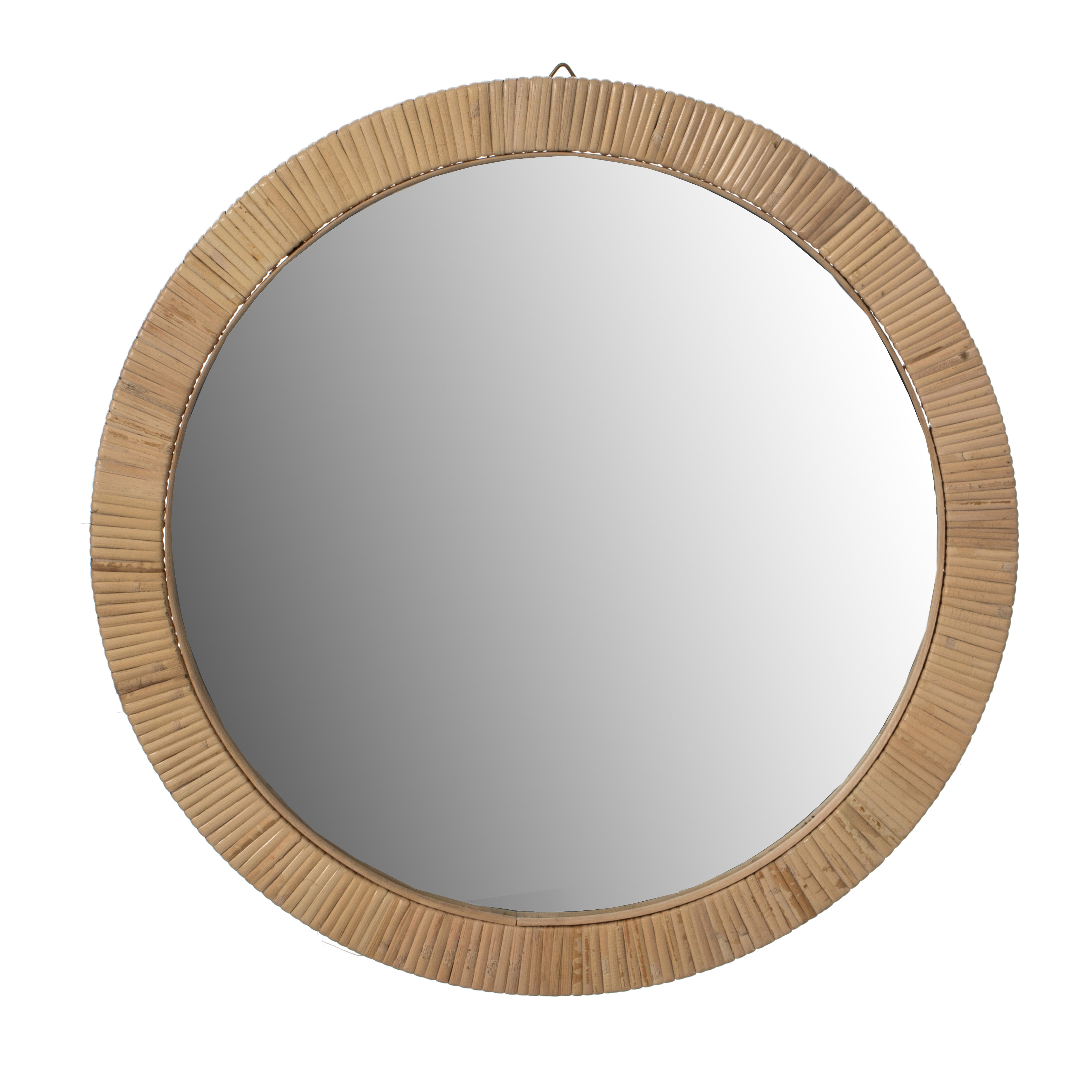 Natural Creative Hanging Rattan Wall Mirror Round Shape for Living Room