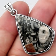 Natural Crinoid Fossil Coral 925 Sterling Silver Pendant Jewelry P-1056 SDP156174