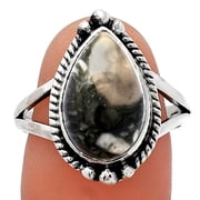 Natural Crinoid Fossil Coral 925 Sterling Silver Ring s.9 Jewelry R-1253 SDR225764