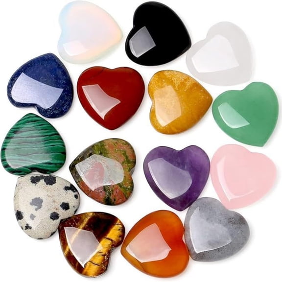Natural Crystal Agate 20mm Heart Shape Stones 30-Pack | Bulk Small Pocket Rocks, No Holes, DIY Jewelry Decor | Random Mixed Colors | Smooth Polished Meditation Stones