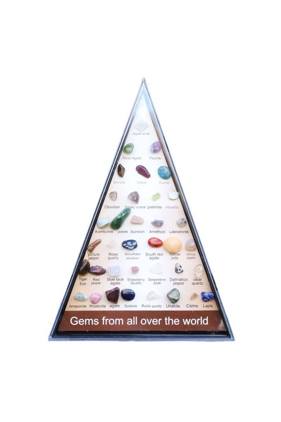 Natural Crystal Agate Semi Stones Specimen Box 36 Healing Crystals Collection Energy Stone Set for Meditation Relaxation Study Display Home Decor Collectible Gift