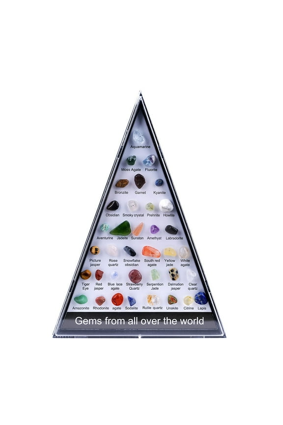 Natural Crystal Agate Semi Stones Specimen Box 36 Healing Crystals Collection Energy Stone Set for Meditation Relaxation Study Display Home Decor Collectible Gift