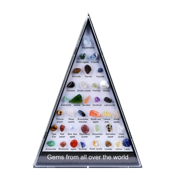 Natural Crystal Agate Semi Stones Specimen Box 36 Healing Crystals Collection Energy Stone Set for Meditation Relaxation Study Display Home Decor Collectible Gift