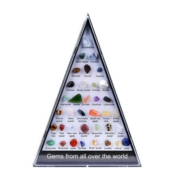 Natural Crystal Agate Semi Stones Specimen Box 36 Healing Crystals Collection Energy Stone Set for Meditation Relaxation Study Display Home Decor Collectible Gift