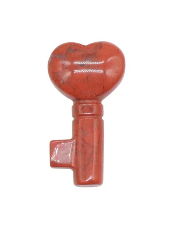 Natural Crystal Chakra Carved Heart Key Shape Gemstone Pendant DIY Reiki Healing