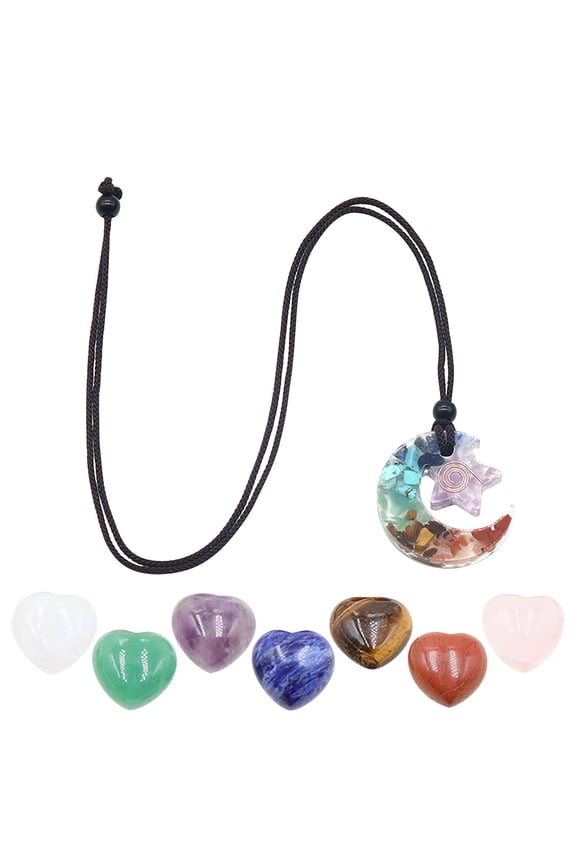 Natural Crystal Chakra Stone Set Colorful Hexagon Pendant In Gift Box For Healing Meditation Decoration Jewelry Making