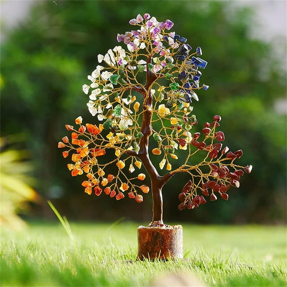 Natural Crystal Colorful Crushed Stone Fortune Tree Ornament - Growing Crystal Tree, Crystal Tree Of Life 7 Chakra Healing Crystal Trees For Home Decoration Crystal Decor
