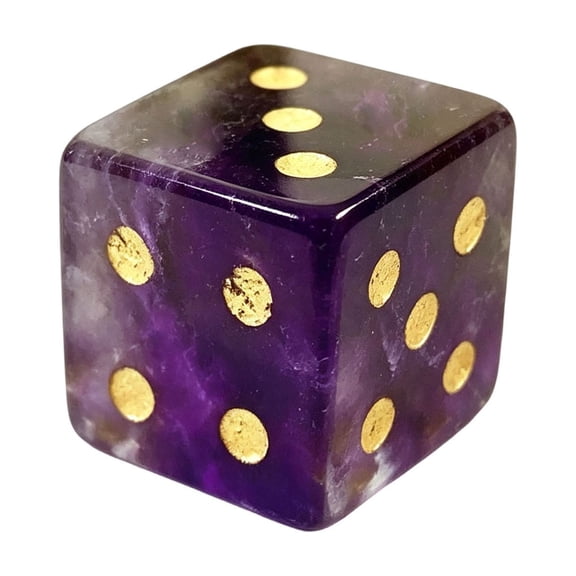 Natural Crystal Dice, 16mm 6-Sided D6 with Gold Pips, Polished Hand-Carved Stone Die for Tabletop Board Games, Tarot Divination, Ornament & Home Decor, 1Pc