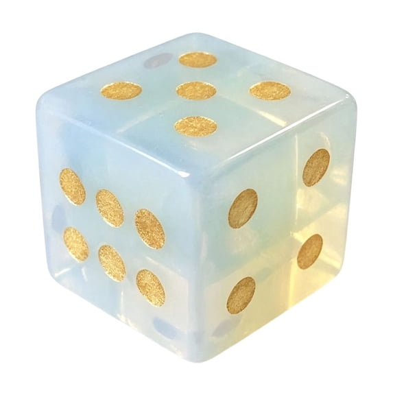Natural Crystal Dice, 16mm 6-Sided D6 with Gold Pips, Polished Hand-Carved Stone Die for Tabletop Board Games, Tarot Divination, Ornament & Home Decor, 1Pc