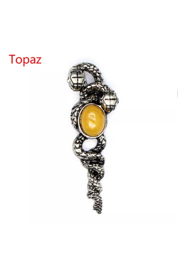 Natural Crystal Double Snake Scepter Pendant Quartz Stone Healing Reiki Necklace