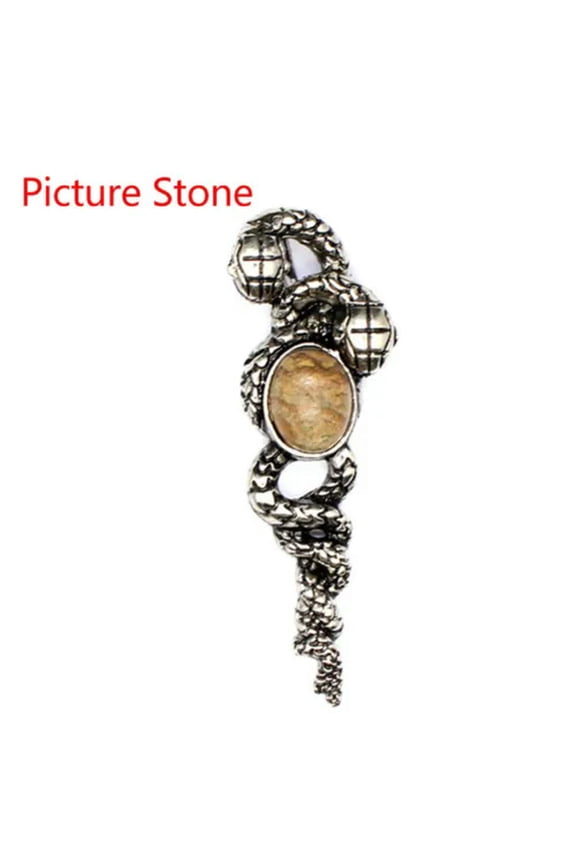 Natural Crystal Double Snake Scepter Pendant Quartz Stone Healing Reiki Necklace