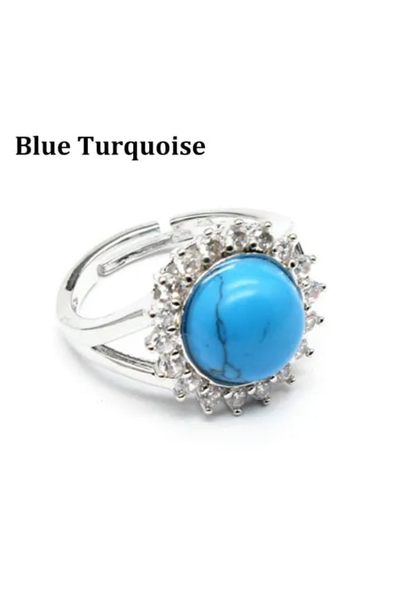 Natural Crystal Flower Round Bead Chakra Ring Quartz Jewelry Healing Reiki Gift