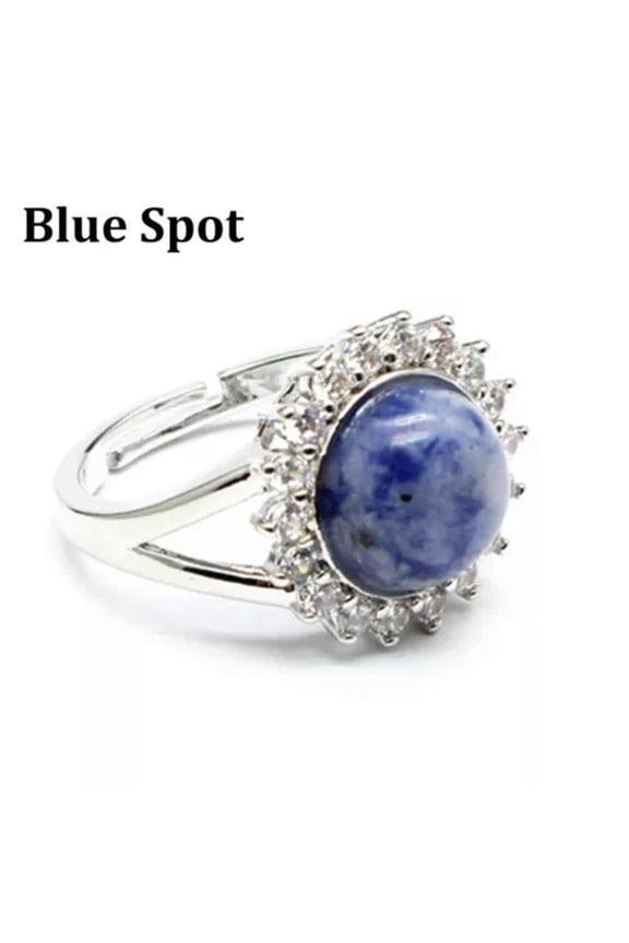 Natural Crystal Flower Round Bead Chakra Ring Quartz Jewelry Healing Reiki Gift