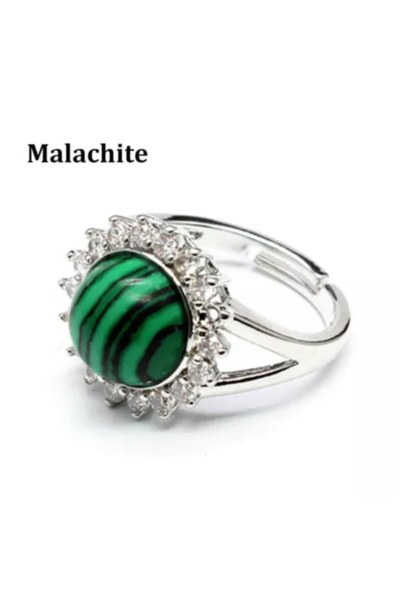 Natural Crystal Flower Round Bead Chakra Ring Quartz Jewelry Healing Reiki Gift