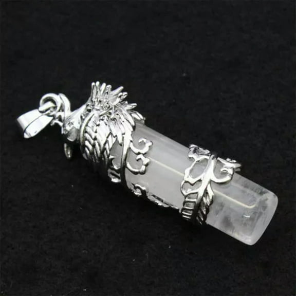 Natural Crystal Gemstones Phoenix Column Pendant Chakra Reiki Healing Beads Gift