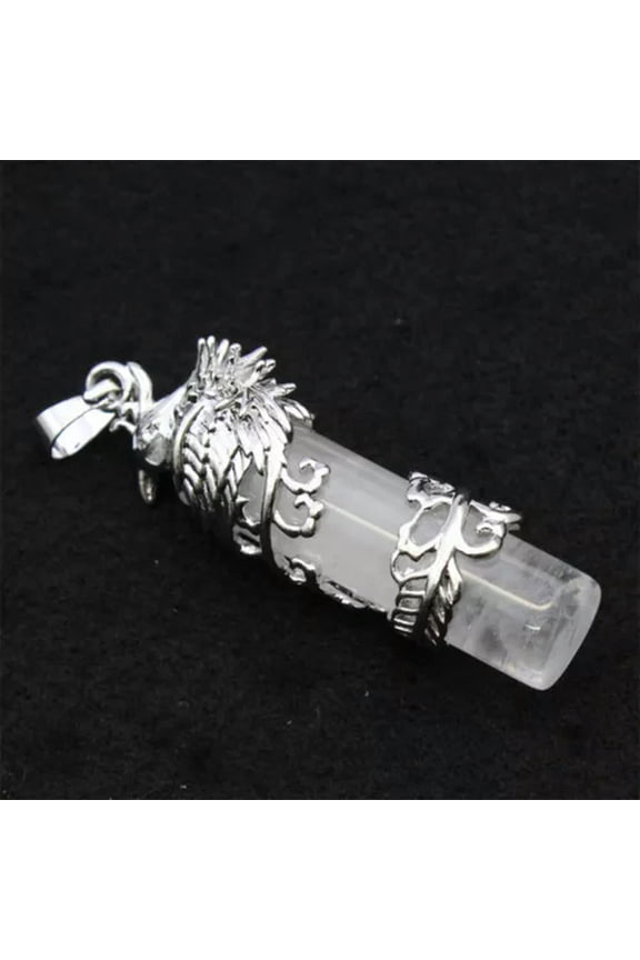Natural Crystal Gemstones Phoenix Column Pendant Chakra Reiki Healing Beads Gift