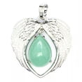 thumbnail image 1 of Natural Crystal Heart Angel Wing Pendant Chakra Stone Quartz Oval Drop Necklace, 1 of 4