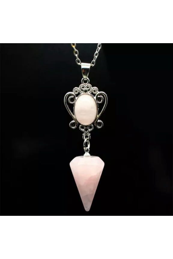 Natural Crystal Hexagonal Pointed Cone Pendant Pendulum Reiki Chakra Necklace