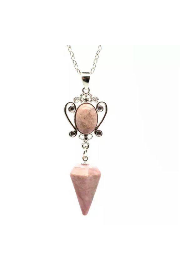 Natural Crystal Hexagonal Pointed Cone Pendant Pendulum Reiki Chakra Necklace