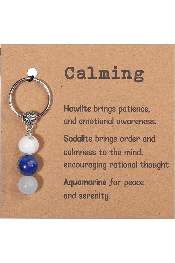 Natural Crystal Keychain – Healing Stones Keychain for Anxiety Relief, Small Crystal Keychain Gift for New Beginnings, Positive Energy and Spiritual Balance