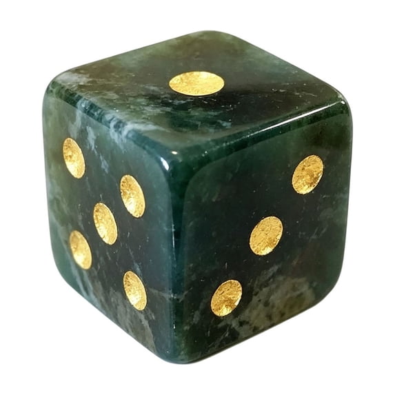 Natural Crystal Mahjong Dice, 6 Sided Substantial Weight Decorative Gemstone Dice, Perfect Mahjong Hostess Gift & Tabletop Party Accessories (3 cm, Glossy Green)