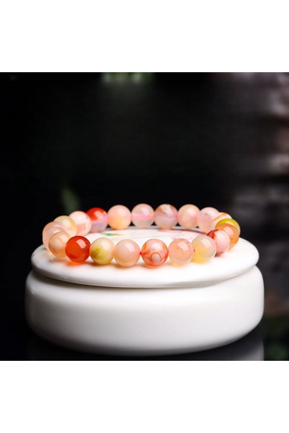 Natural Crystal Mixed Color Agate round Beads Elastic Bracelet