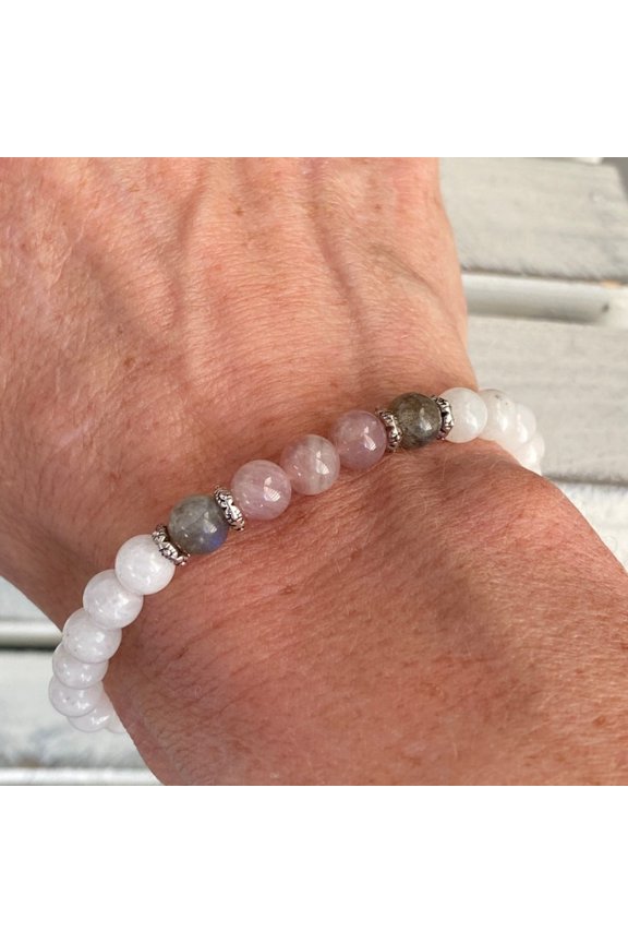 Natural Crystal Moonstone White Porcelain Stone Bracelet