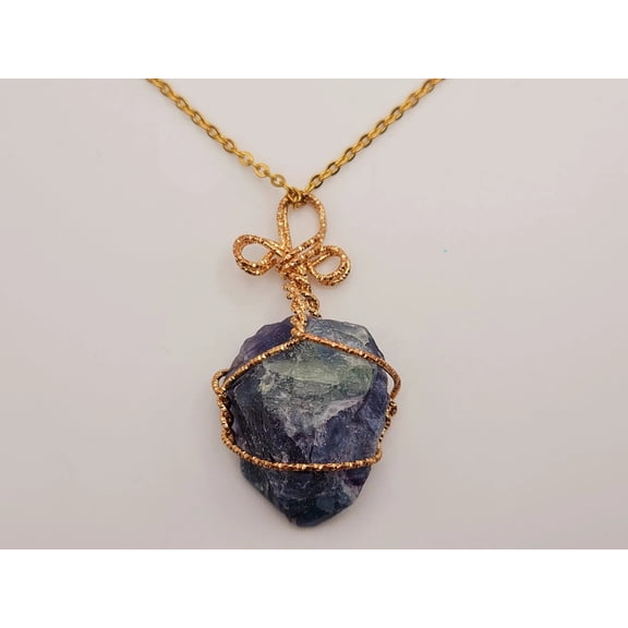 Natural Crystal Necklace Rainbow Fluorite Stone Gift for her