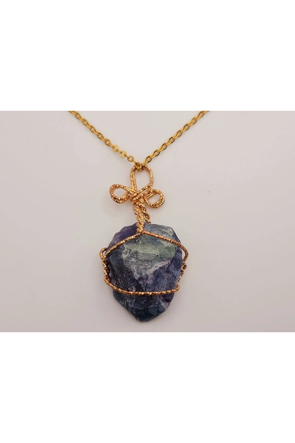 Natural Crystal Necklace Rainbow Fluorite Stone Gift for her