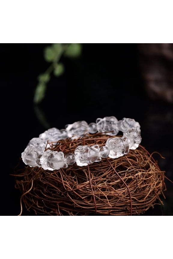 Natural Crystal Nine Tail Fox Shape Carved Bracelet