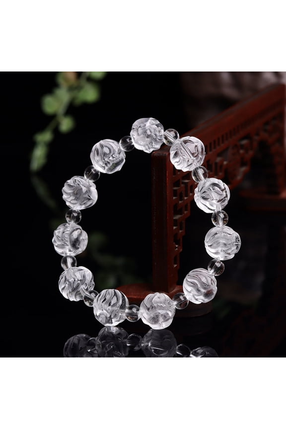 Natural Crystal Nine Tail Fox Shape Rough Stone Carved Bracelet