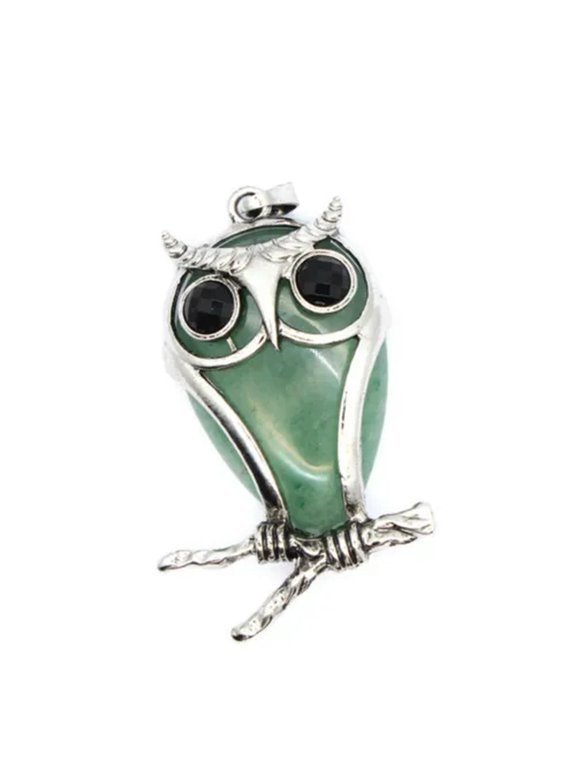 Natural Crystal Owl Shape Chakra Pendant Gemstones Necklaces Beads Reiki Healing