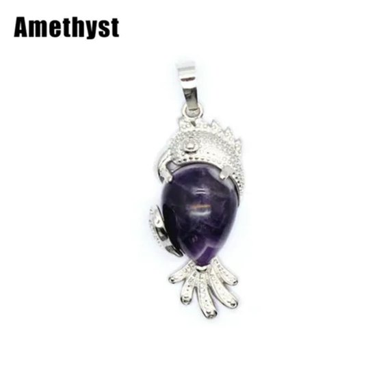 Natural Crystal Parrot Bird Pendant Chakra Stone Quartz for Necklace Jewelry New