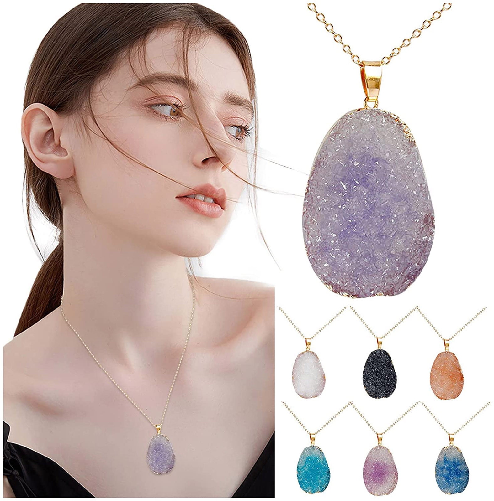Buy Jovivi Vintage Natural Amethyst Crystal Necklace Wire Wrapped Copper  Tree of Life Teardrop Gemstones Chakra Pendant Necklace for Women at  Amazon.in