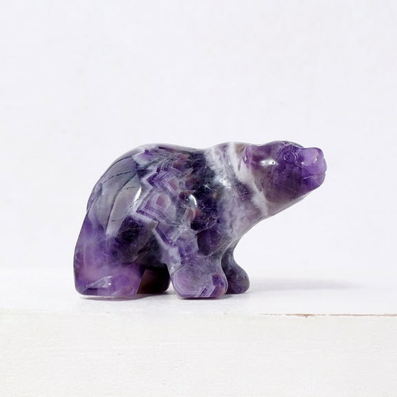Natural Crystal Polar Bear Carving, Handcrafted Gemstone Figurine for Home Decor and Positive Energy